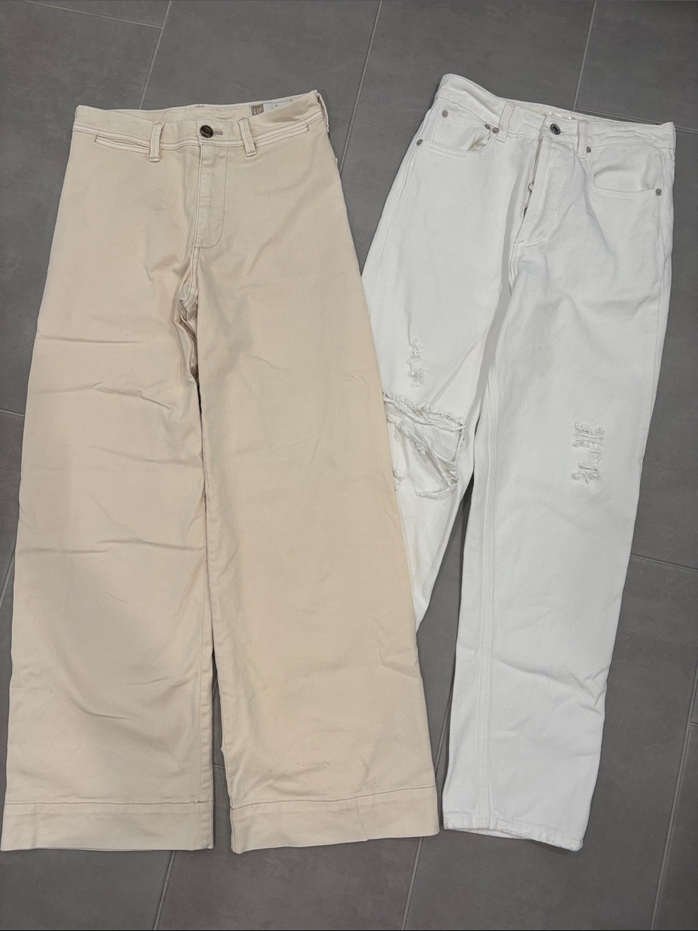 2 jeans, 1 great price! GAP Wide-Leg High Rise Beige Denim & Marina White jeans